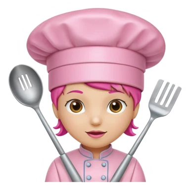 Pink chef hat with pink cooking utensils sticker