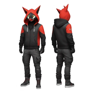 Dark Anthro Cool Noivern-Litten-Zangoose-Pokémon Punk Techwear Hoodie Cargo Collar Full Body sticker