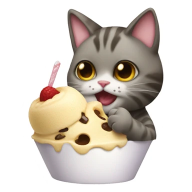 cat eats icecream sticker