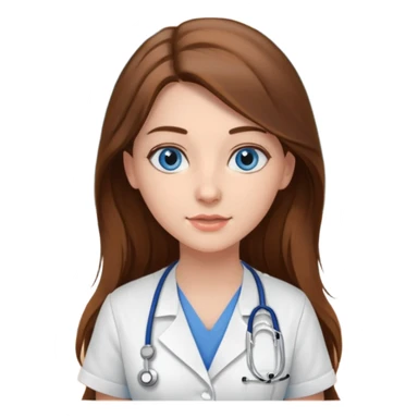 inside a classroom at university that says nursing school on the board with a pretty female nursing student with long brown hair, blue eyes sticker