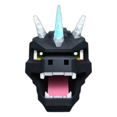 Minecraft Black Godzilla Head With Diamond Unicorn Horn and Lazer Eyes sticker