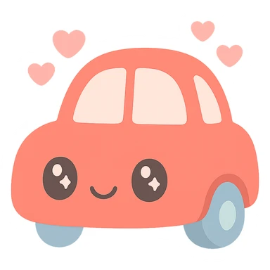 red car with hearts, kawaii style sticker
