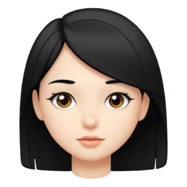 Girl with straight black hair turned sideways sticker