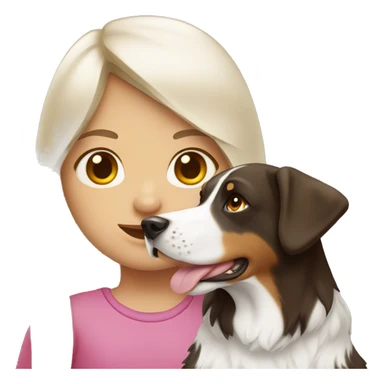 white Brunette long haired girl with swiss mountain dog sticker