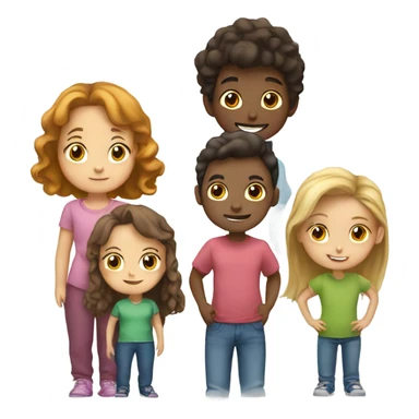 Four kids and one adult 2 of the kids are boys and 2 girls and the adult is a girl sticker