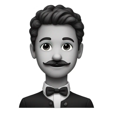 monochrome portrait of a boy with moustache sticker