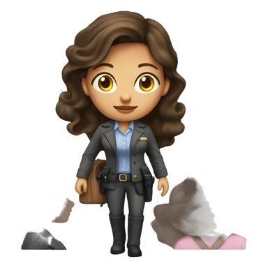 Tan skin brunette female detective wearing pink sticker