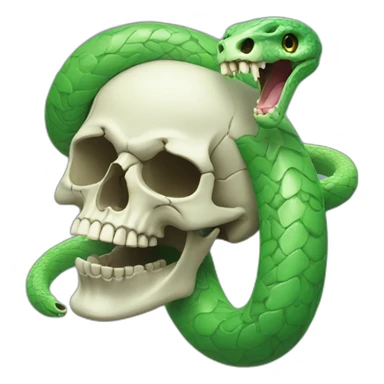 skull with open mouth green snake sticker