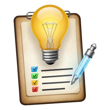 light bulb with a checklist sticker