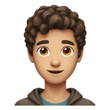 Brunette boy making a selfie sticker