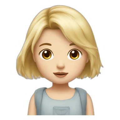 bébé fille blonde décoiffée avec une peluche Totoro  sticker