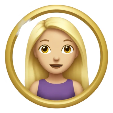 blond woman looking with the mirror in the hand  sticker