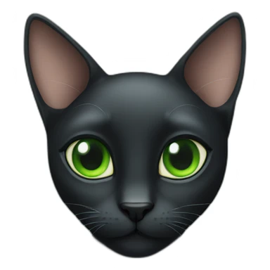 Black cat green eyes long ears sticker