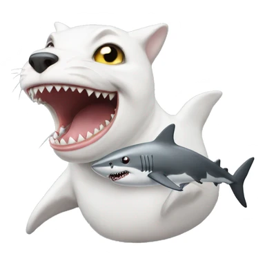 American curl eats a shark sticker