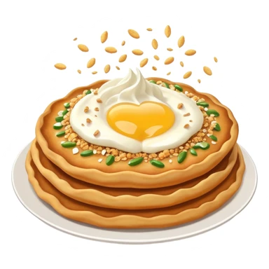 crispy Hungarian lángos being smashed with crumbs flying, fun and dynamic sticker