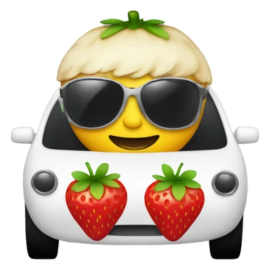 strawberry driving car with sunglasses sticker