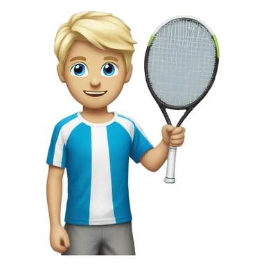 boy blue eyes blonde hair play tennis sticker
