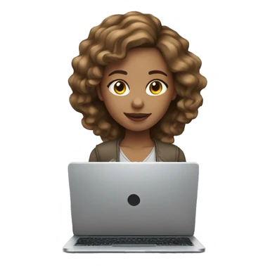 light skin girl with ligh brown hair workn on laptop sticker