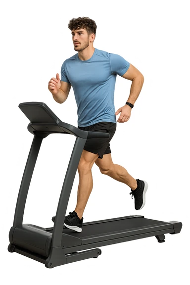 Uomo che sta facendo cardio correndo sul tapis roulant sticker