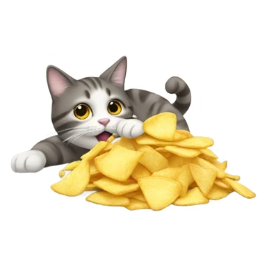 Cat eating  chips sticker