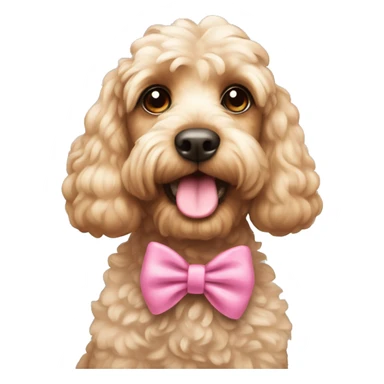 Cockapoo with a pink bow on her head sticker