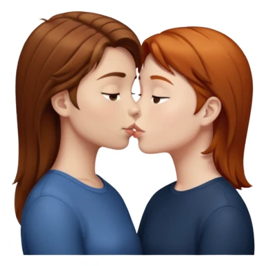 Girl with straight brown hair kissing ginger boy sticker