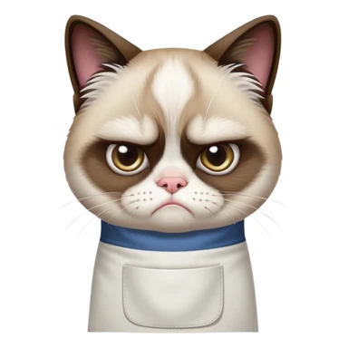 grumpy cat wearing only an apron sticker