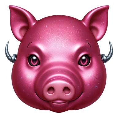 red glitter cyberpunk pig sticker