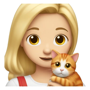 blonde girl holds hamster and red cat in her arms sticker