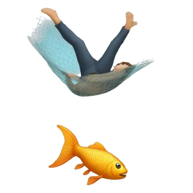 a man falling in a fish net sticker