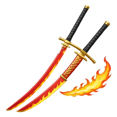 una katana como de fuego similar a la de roronoa zoro, png sticker