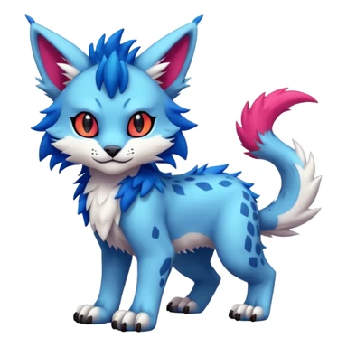 Colorful exotic kawaii edgy cute Lynx-Sergal-Vernid-Fakémon-Pokémon-creature (full body) sticker