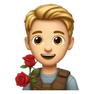 handsome boy bite rose sticker