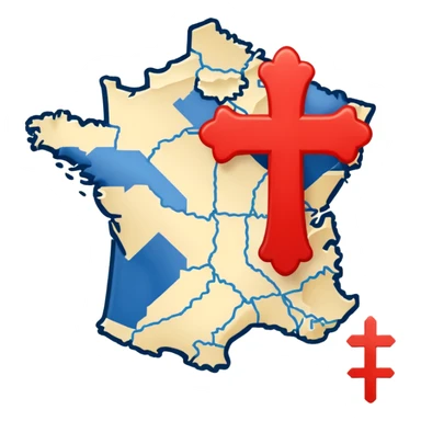 map of france with cross in the north and in the west sticker