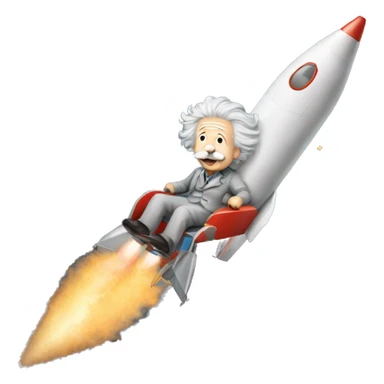 Albert Einstein riding a rocket to the moon sticker