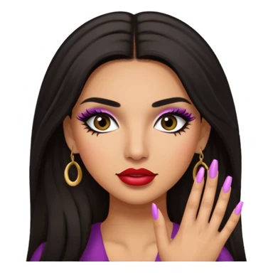 Baddie Latina emoji with fake lashes and nails sticker