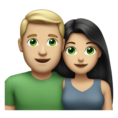 White man with blue eyes and BROWN hair hugging white woman with long straight black hair and green eyes sticker
