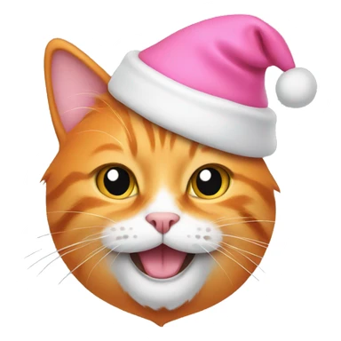 orange cat with pink christmas hat sticker
