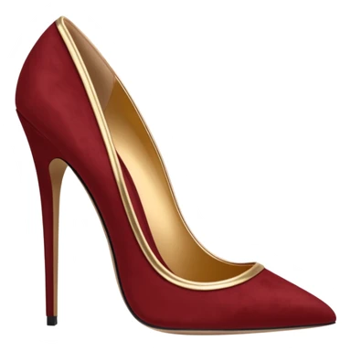 Deep red and dark gold suede Luxury style stilettos, rendering sticker