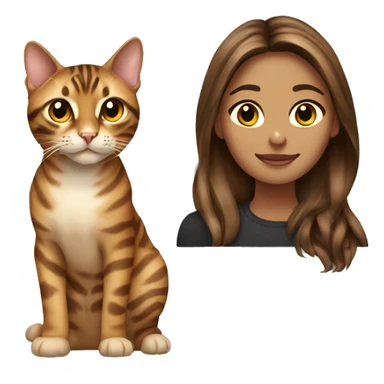 woman  long brown  hair with bengal cat sticker
