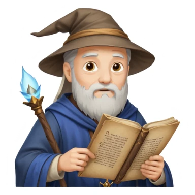 Old Scholar Wizard – gray beard, reading ancient scroll. sticker