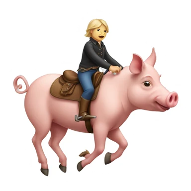 pig riding on a horse  sticker