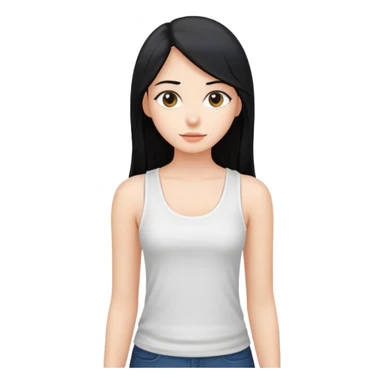 a pretty bratz fair girl with long straight black hair  with a white tank top sticker