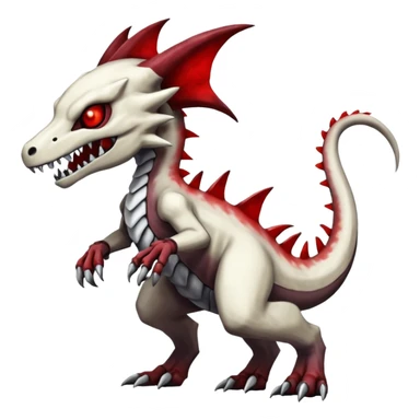 Shiny White Evil Glowing Eldritch Marowak-Salandit-Duskull-Darkdramon-fusion with bloody red markings sticker