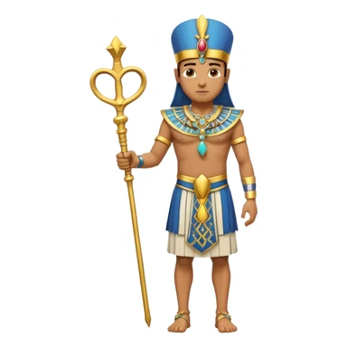 pharaoh full body holding ankh, ornate jewelry, royal kilt, confident stance sticker