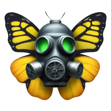 Butterfly wearing gas mask sticker