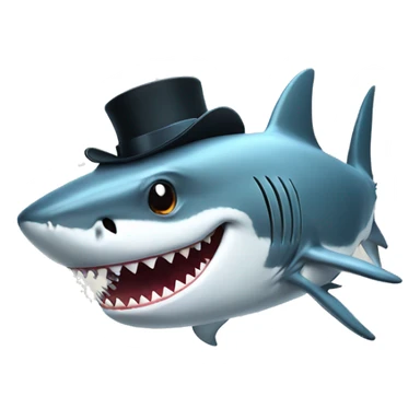 Shark with a top hat holding a gun sticker
