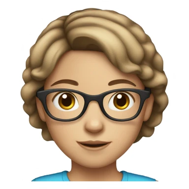 old white girl with short brown hair and glasses, blue eyes  sticker