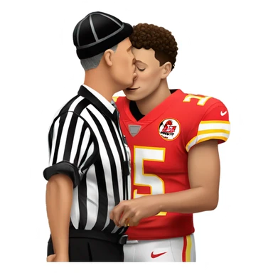 Patrick Mahomes kissing a referee  sticker