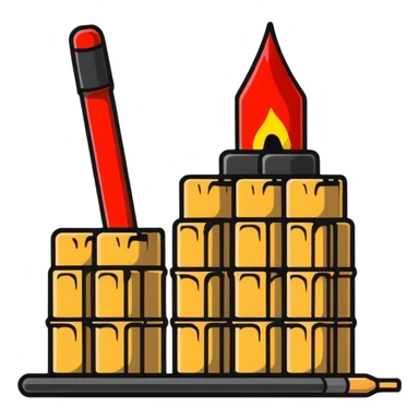 stack of dynamite sticks with fuse sticker